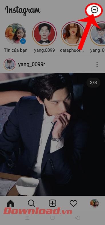 Nhấn vào biểu tượng tin nhắn 