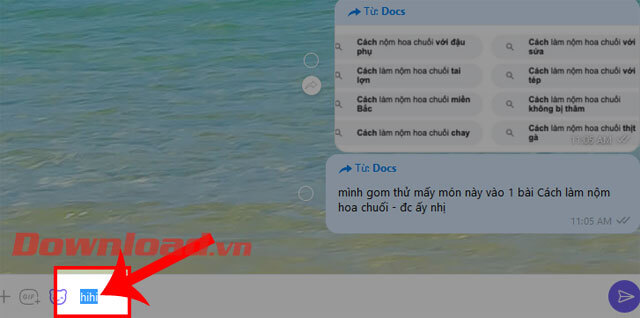 Nhập và bôi đen nội dung tin nhắn