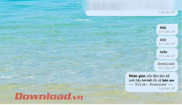 Tin nhắn với phong cách riêng đã được gửi 