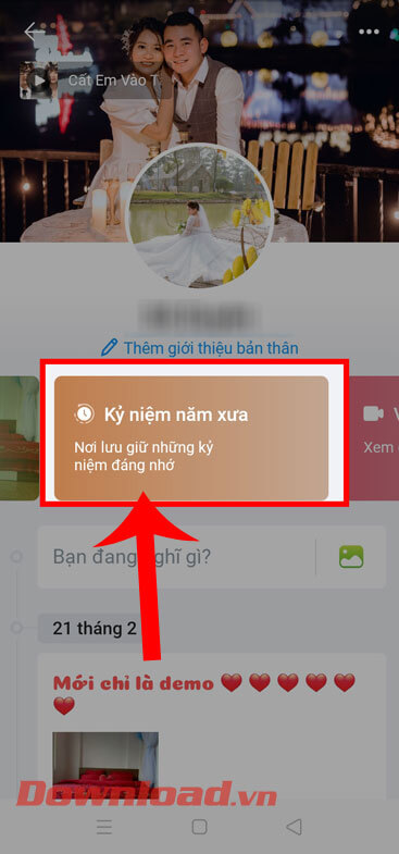Nhấn vào mục Kỷ niệm năm xưa
