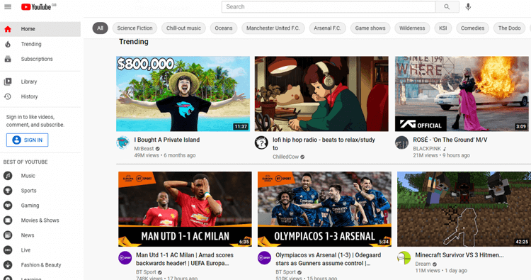 Xem phim onlien miễn phí trên YouTube