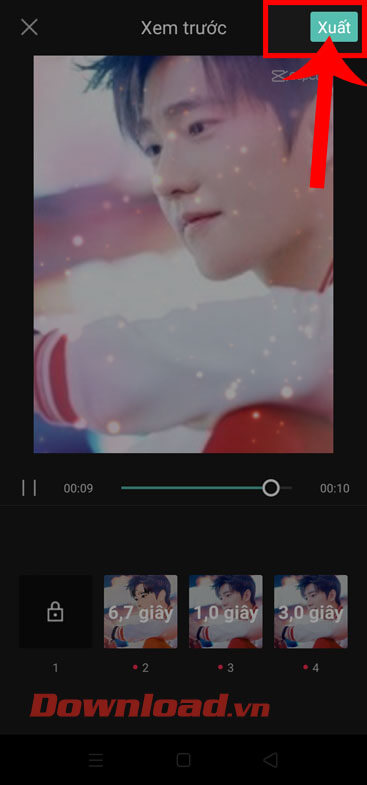 Chạm vào nút Xuất