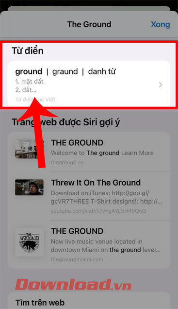 Nhấn vào mục Từ điển