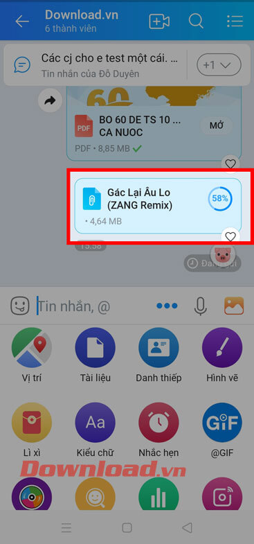 Chờ file âm thanh được gửi đi