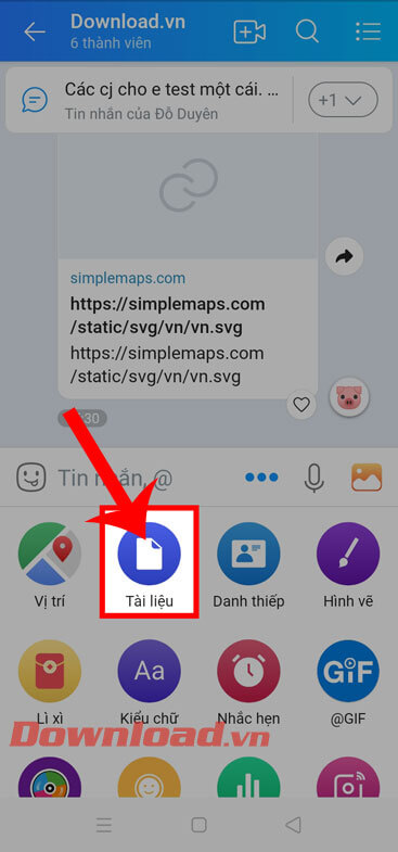 Ấn vào mục Tài liệu