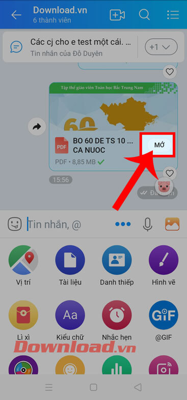 Chạm vào nút Mở 