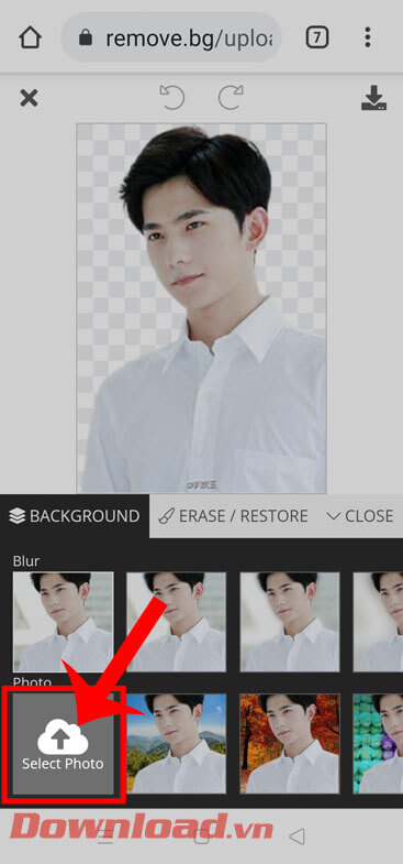 Chạm vào nút Select Photo
