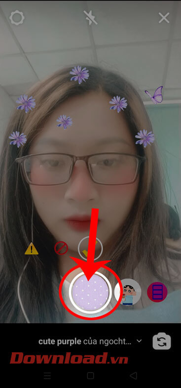 Chạm và giữ vào biểu tượng hình tròn