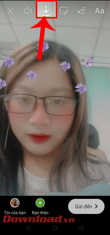 Nhấn vào biểu tượng mũi tên đi xuống