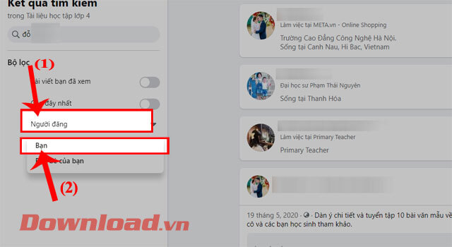 Ấn vào mục Người đăng