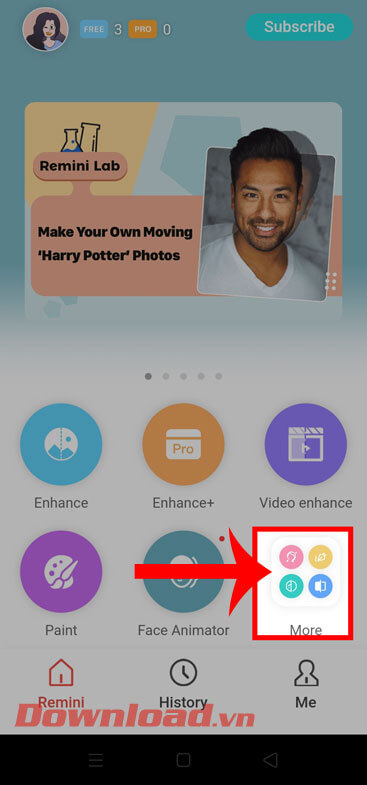 Ấn vào mục More