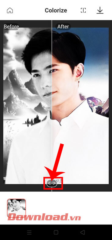 Di chuyển biểu tượng "< >"