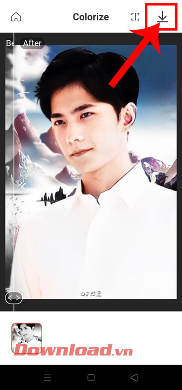 Nhấn vào biểu tượng mũi tên đi xuống