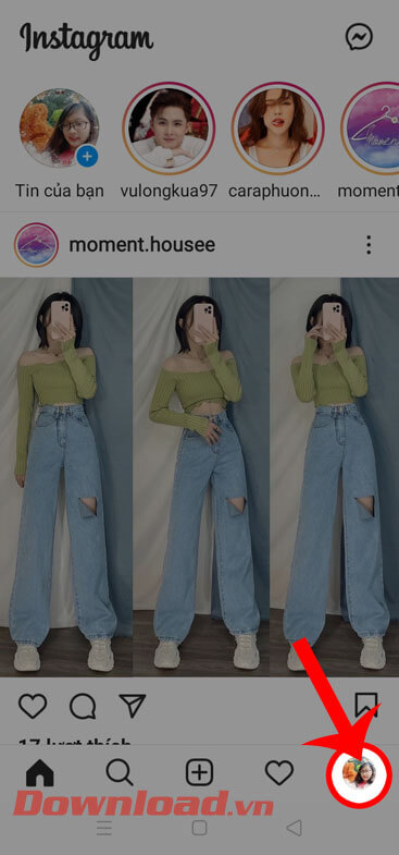 Nhấn vào hình ảnh đại diện