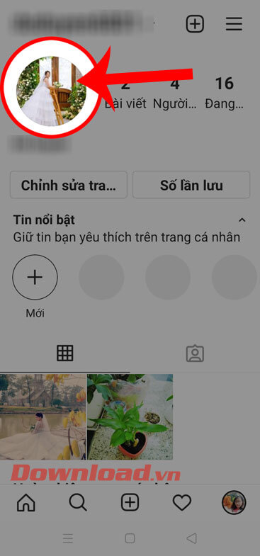 Chạm và giữ vào ảnh avatar