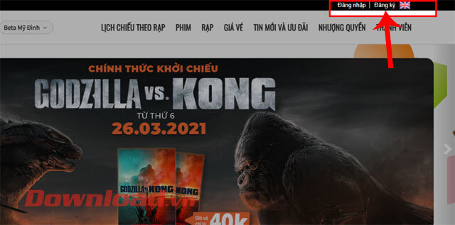 Nhấn vào mục Đăng ký