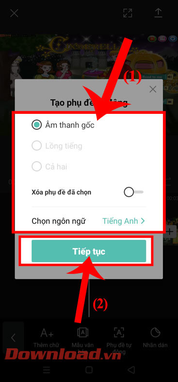 Thiết lập âm thanh và ngôn ngữ cho phụ đề