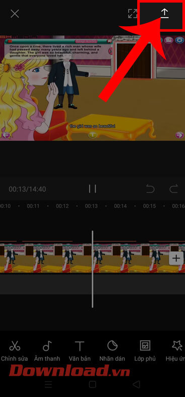 Nhấn vào biểu tượng mũi tên