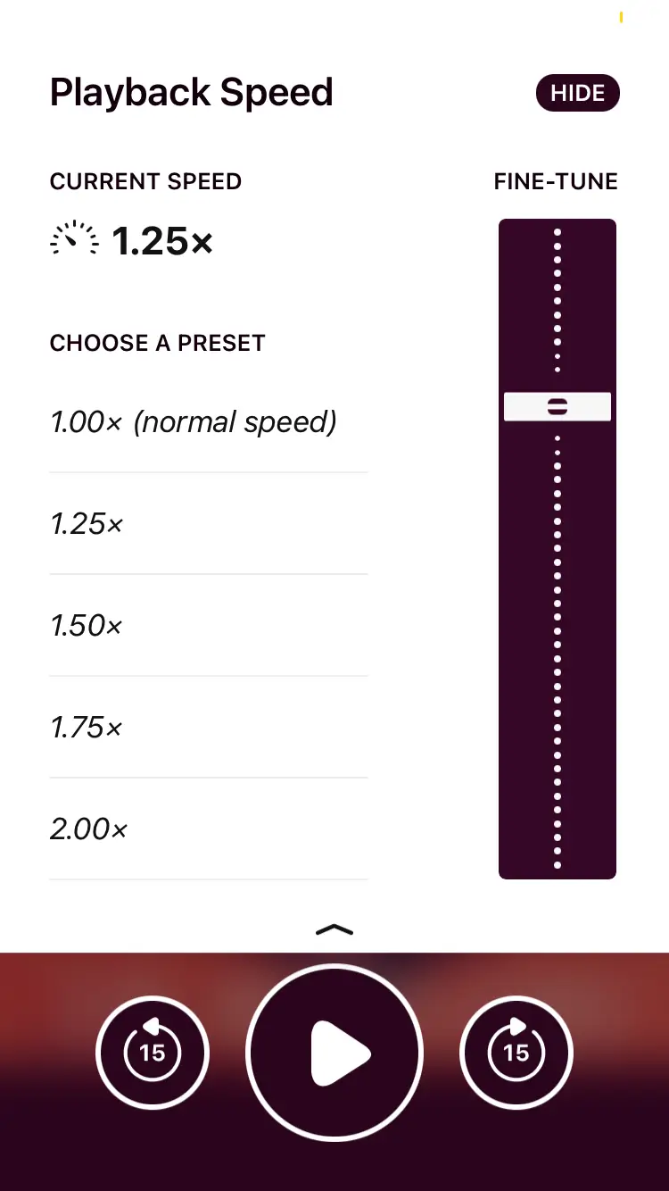 Điều chỉnh tốc độ phát lại trên Libby