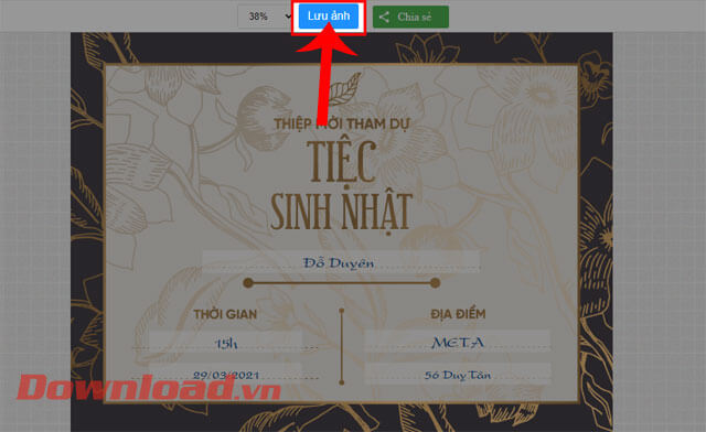 Ấn vào nút Lưu ảnh