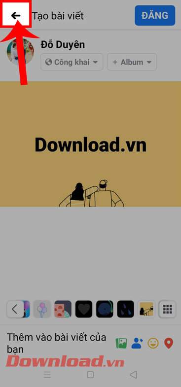 Ấn vào biểu tượng mũi tên 