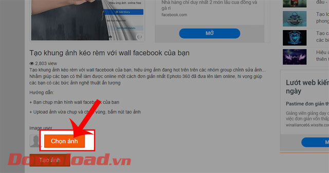 Ấn vào nút Chọn ảnh 