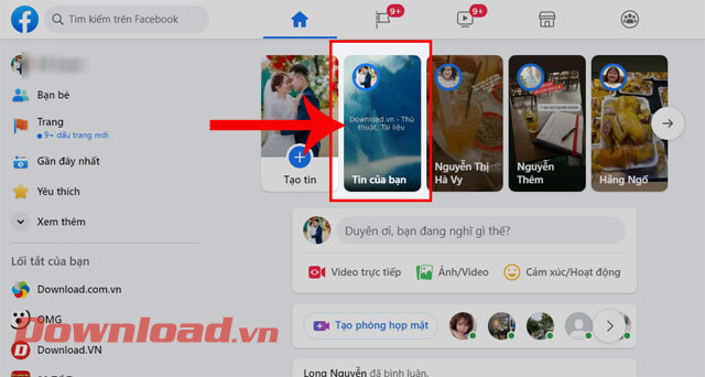 Nhấn vào mục Tin của bạn