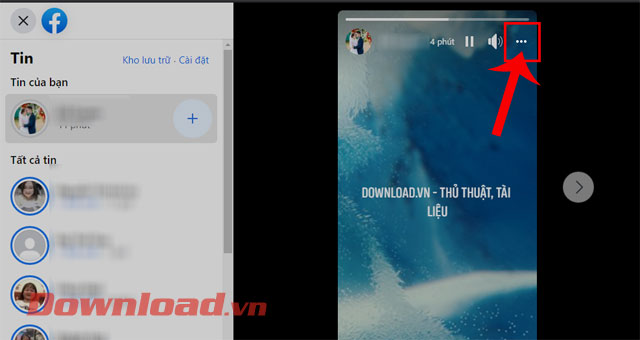 Ấn vào biểu tượng dấu ba chấm
