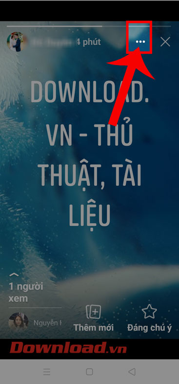 Chạm vào mục dấu ba chấm