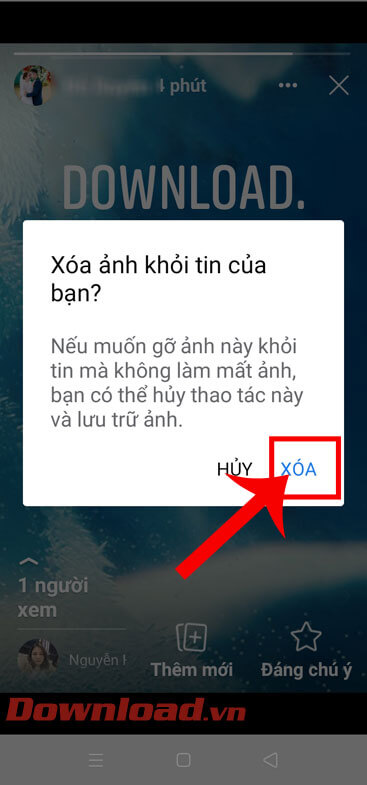 Chạm vào nút Xóa