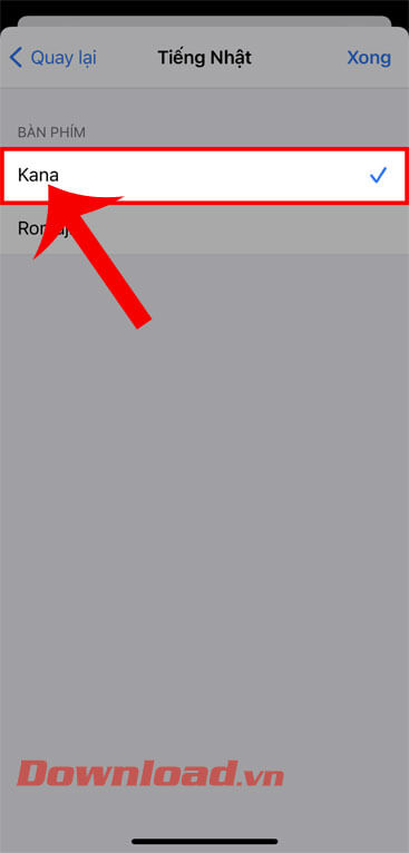 Chọn kiểu bà phím Kana