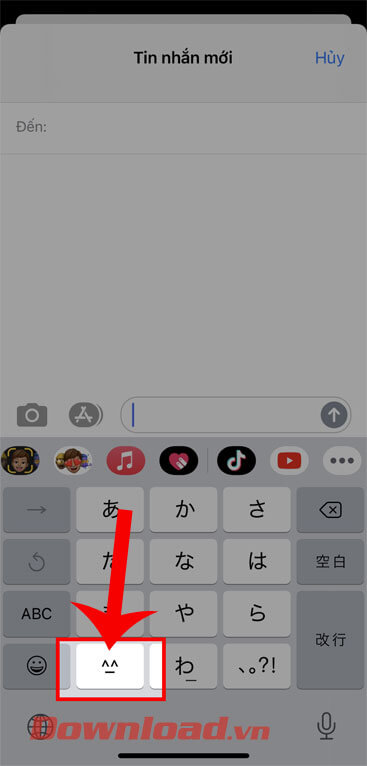Ấn vào biểu tượng ký tự "^_^"