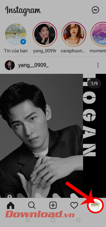 Nhấn vào biểu tượng tài khoản