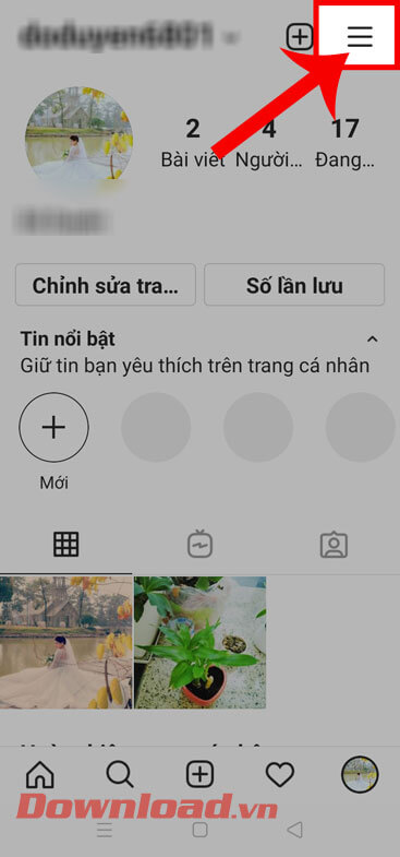 Ấn vào biểu tượng ba dấu gạch ngang 