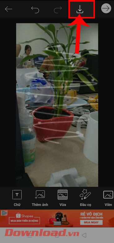 <p><strong>Bước 11:</strong> Cuối cùng, nhấn vào<strong> biểu tượng mũi tên đi xuống</strong> để lưu