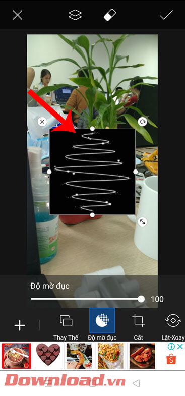 <p><strong>Bước 6: Điều chỉnh kích thước của hình ảnh vòng xoắn ốc</strong> sao cho phù hợp với vật
