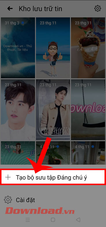 <p><strong>Bước 6:</strong> Ấn vào mục<strong> Tạo bộ sưu tập Đáng chú ý</strong> ở phía dưới màn hình.</p>