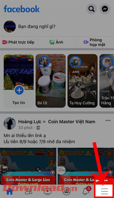 Nhấn vào biểu tượng ba dấu gạch ngang