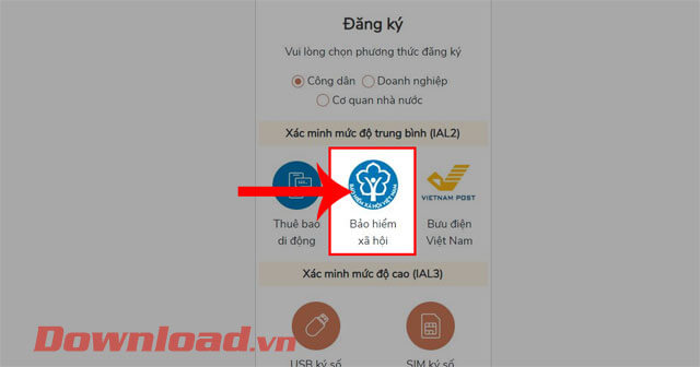 <p><strong>Bước 3:</strong> Ở cửa sổ <em>Đăng ký</em>, chọn phương thức tạo tài khoản là <strong>Bảo