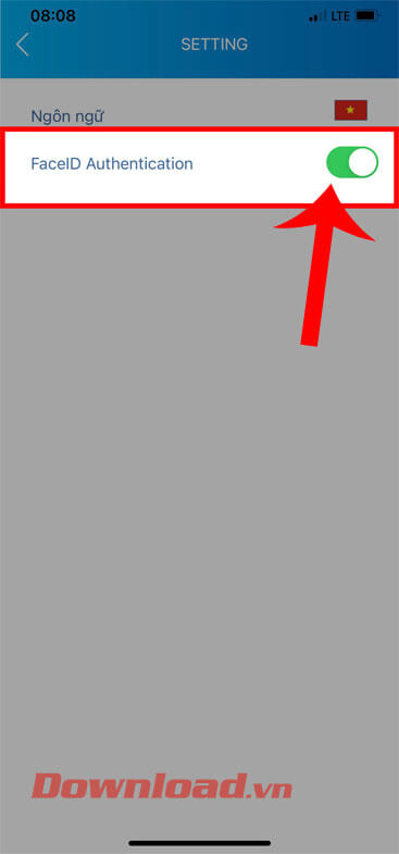<p><strong>Bước 4:</strong> Để cài đặt nhận diện khuôn mặt, hãy <strong>gạt công tắc</strong> tại mục