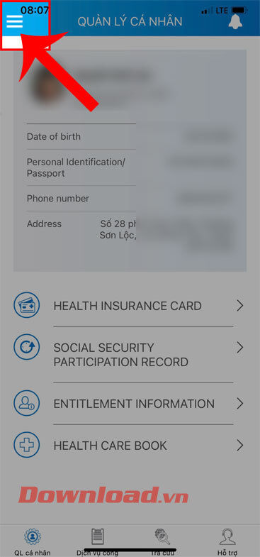 <p><strong>Bước 2:</strong> Ở giao diện chính của ứng dụng, ấn vào <strong>biểu tượng ba dấu gạch ngang</strong>