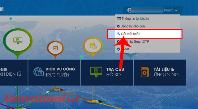 <p><strong>Bước 5:</strong> Tiếp theo, nhấn vào mục <strong>Đổi mật khẩu</strong>.</p>