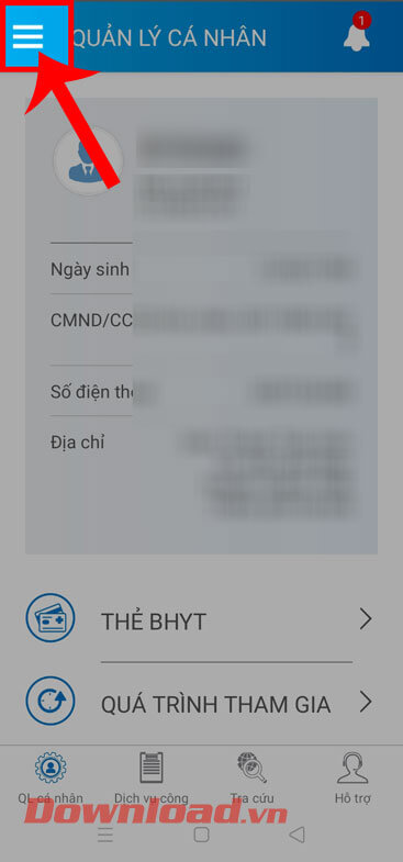 <p><strong>Bước 2:</strong></p>
<p>Sau khi đăng nhập thành công, tại giao diện chính của ứng dụng nhấn