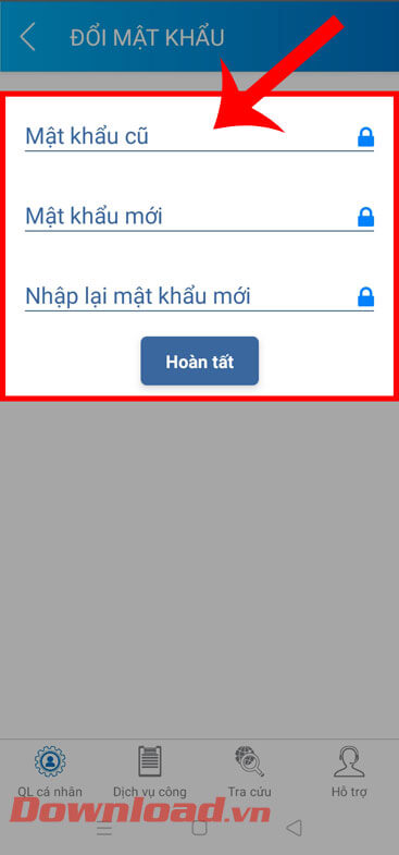 <p><strong>Bước 4:</strong></p>
<p>Tại giao diện đổi mật khẩu, hãy điền:</p>
<ul>
<li><em>Mật khẩu cũ</em></li>
<li><em>Mật