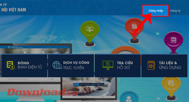 <p><strong>Bước 2:</strong> Tại trang chủ của website, hãy click chuột vào nút <strong>Đăng nhập</strong>