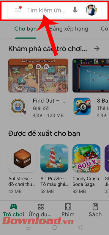 <p><strong>Bước 1:</strong> Đầu tiên, chúng ta sẽ mở<strong> kho ứng dụng <a href="https://download.com.vn/google-play-apk-59541">CH