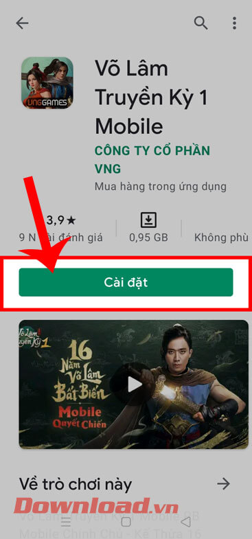 <p><strong>Bước 3:</strong> Tiếp theo, chạm vào nút <strong>Cài đặt.</strong></p>