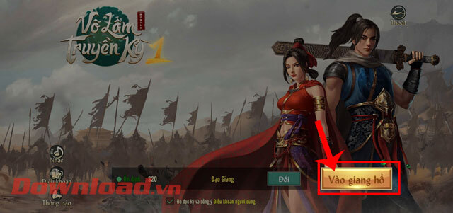 <p><strong>Bước 5:</strong> Khi đã chọn được server cho mình, thì hãy ấn vào nút <strong>Vào giang hồ.</strong></p>