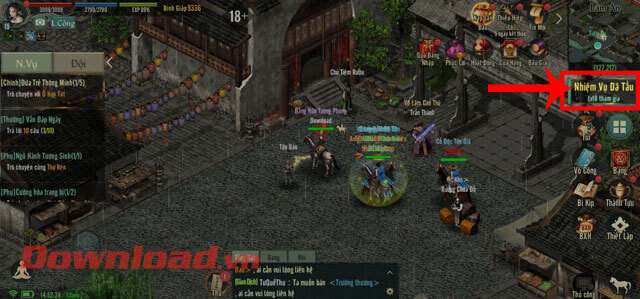 <p><strong>Bước 2:</strong> Tại giao diện chính của game, nhấn vào mục <strong>Nhiệm vụ Dã Tẩu</strong>