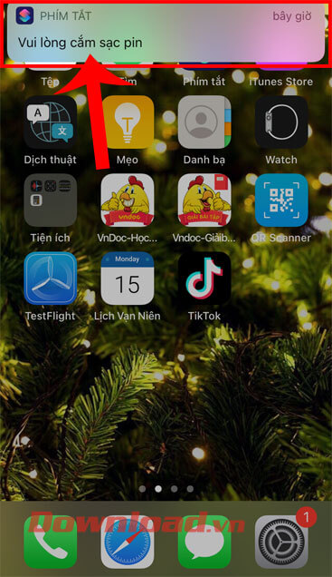 Thông báo sạc pin mới